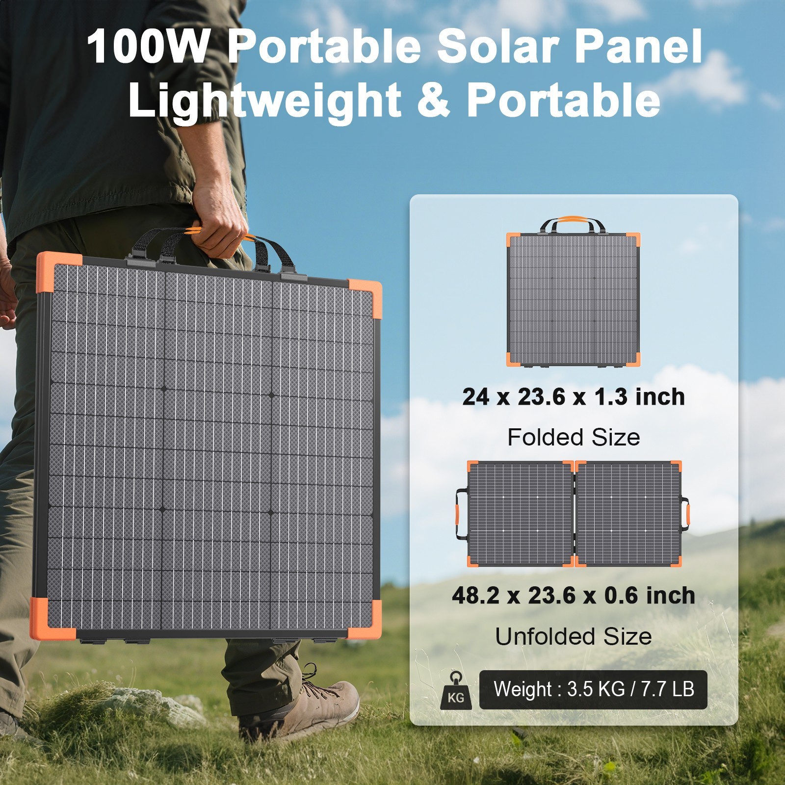 MHPOWOS 100W Bifacial Solar Panel ETFE with XT60 DC Cable for Ecoflow Jackery