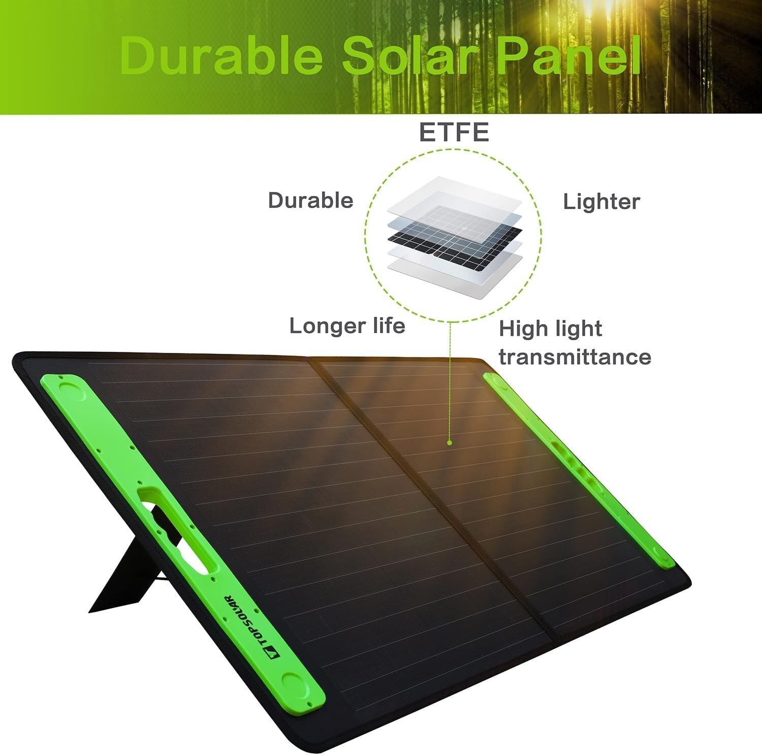 Durable 100W Solar Panel Charger with Short Circuit Protection & Travel Design