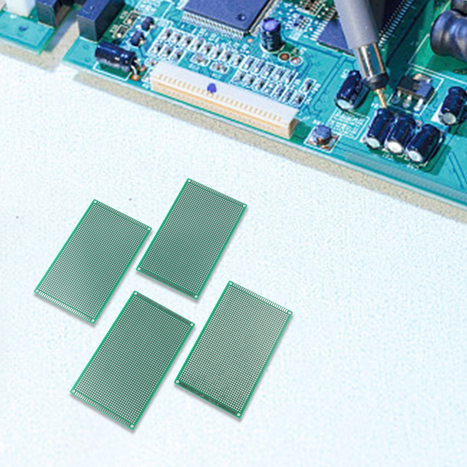 Flexible Design with Set of 4 Green PCB Prototypes Measuring 9×15 cm Each
