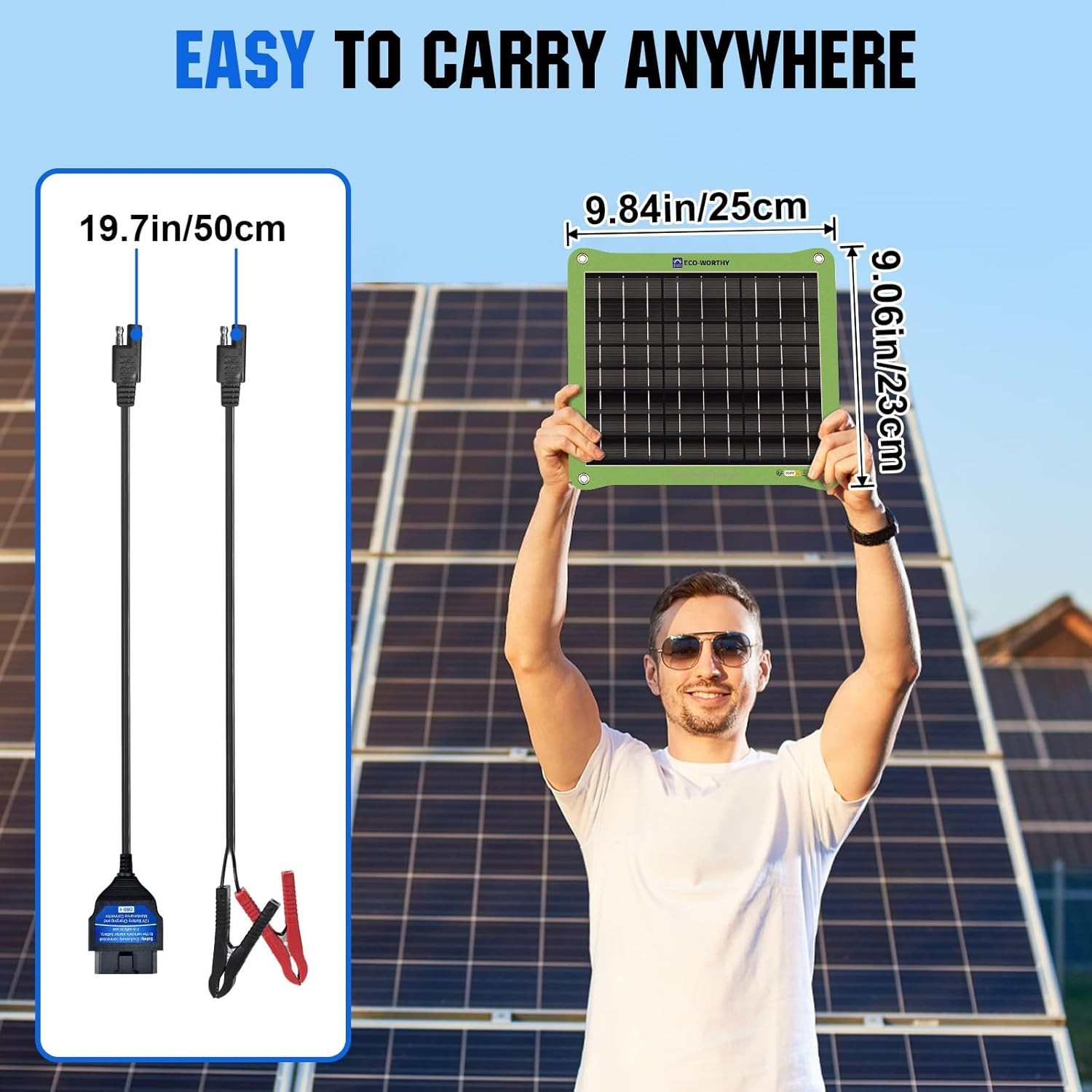 7.5W Waterproof Solar Car Battery Charger – Dual Charging Modes for All Vehicles