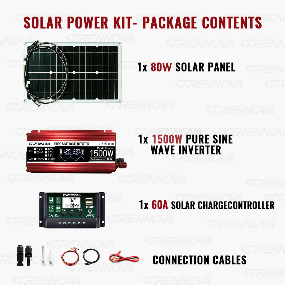 Grennova 1500W Power Solar System Real Pure Sine Capacity 12V To110V/220V Invert