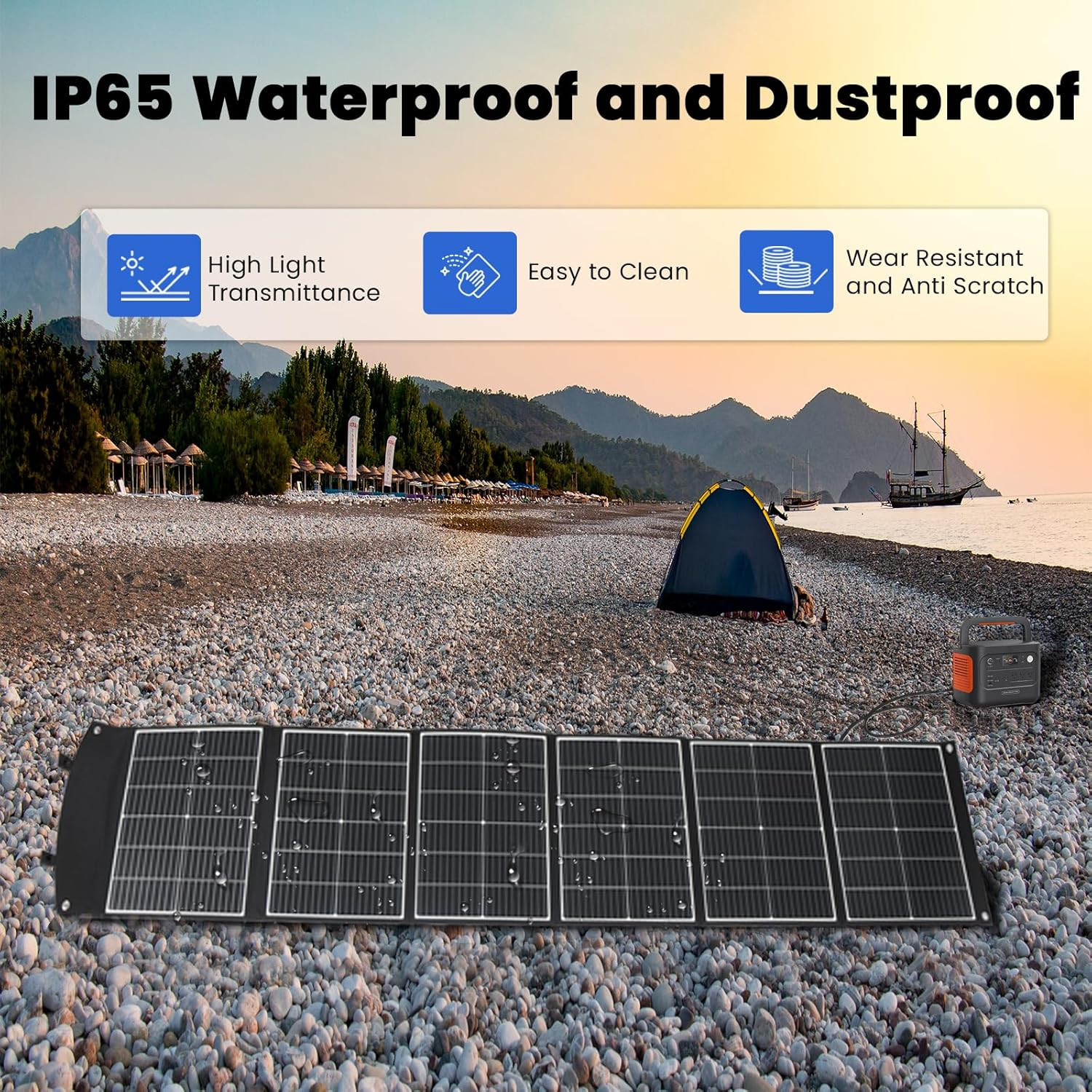 200W Portable Solar Panel Charger, Foldable & Waterproof for Camping & Hiking