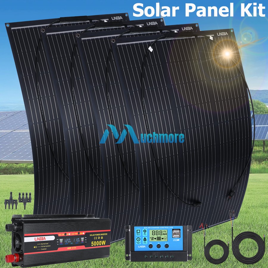 Home Boat RV Off Grid 18V 400W Flexible Solar Panel Charger with 5000W Inverter