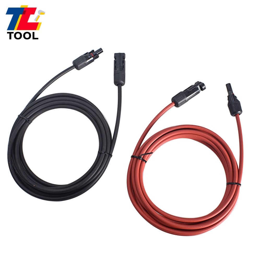 1-Pair 10ft Black + Red 12AWG Solar Panel Extension Cable Wire Connector