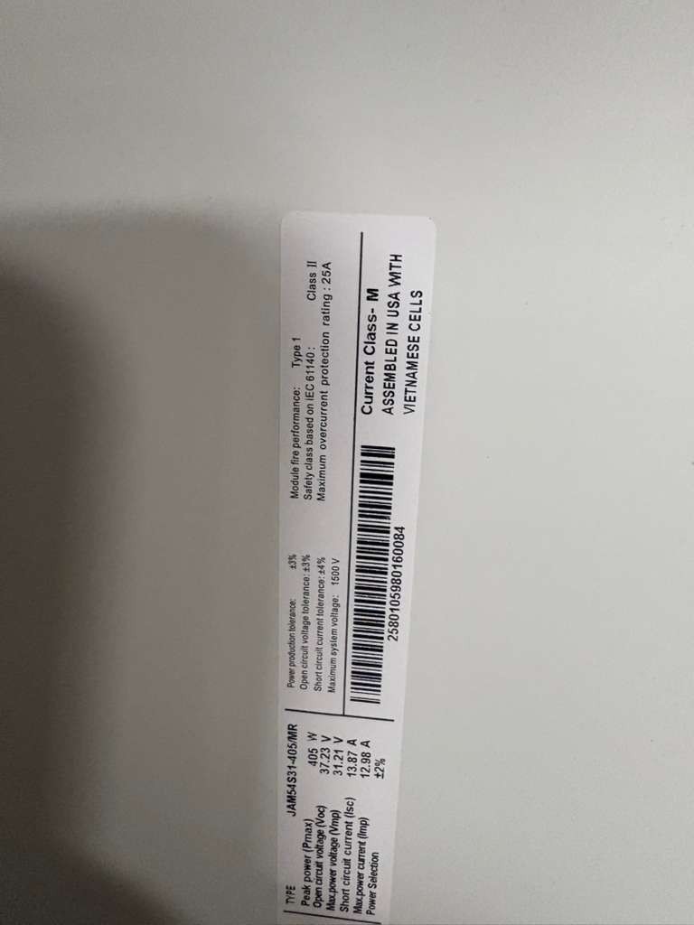 JA Solar panels 405W