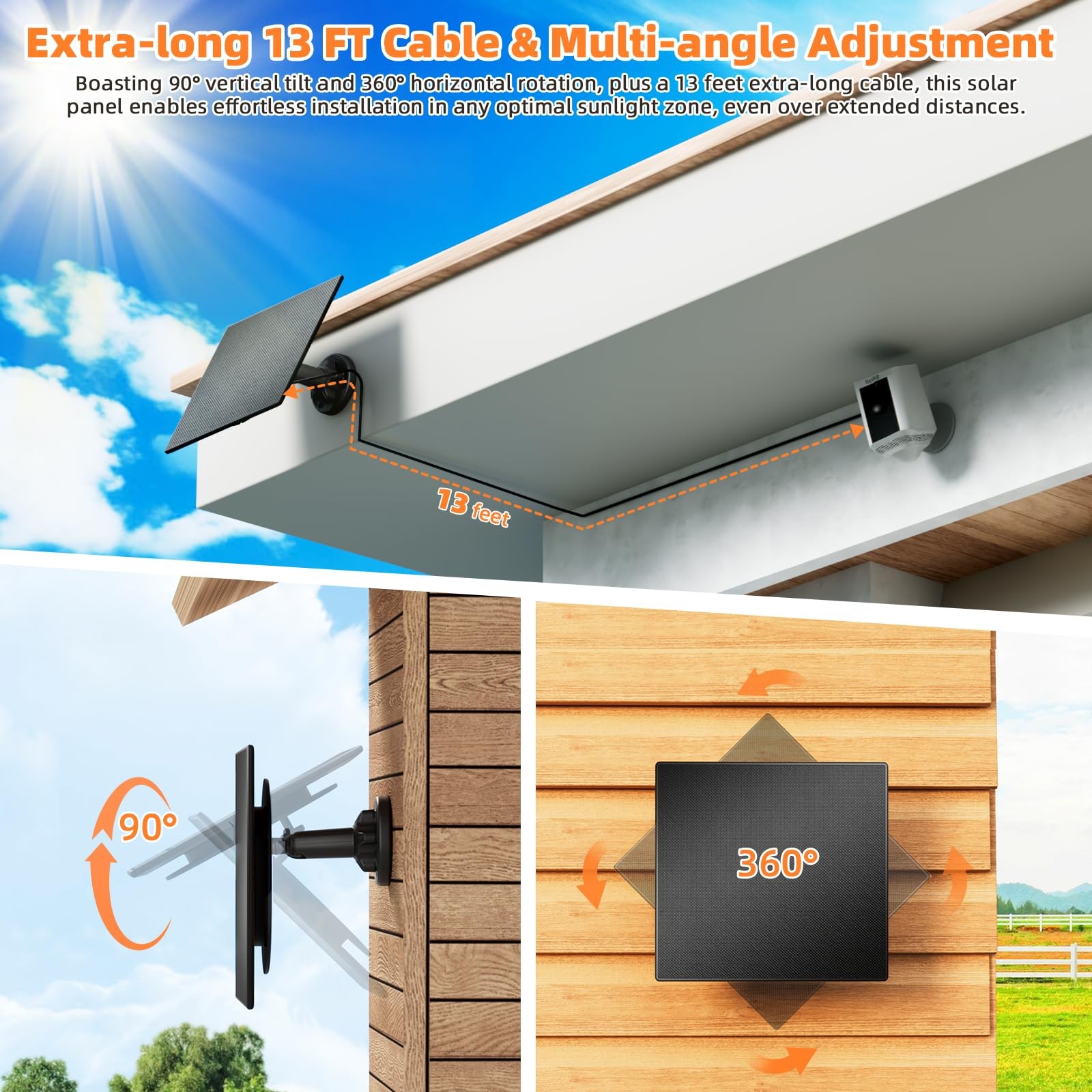 2 Pack 5W Solar Panel for Ring Camera – Compatible with Spotlight Cam (Plus/P…