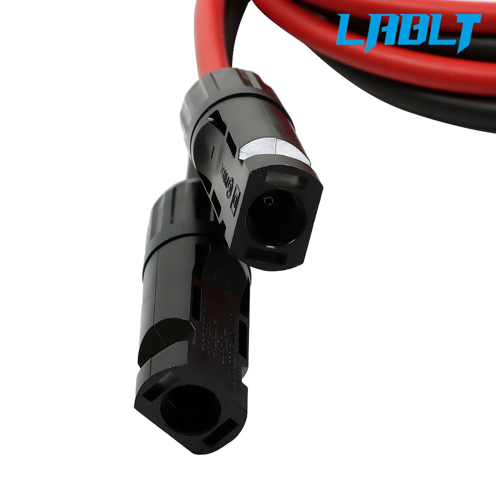 LABLT 1Pair Black + Red Solar Panel Extension Cable Wire Connector 12/10 AWG