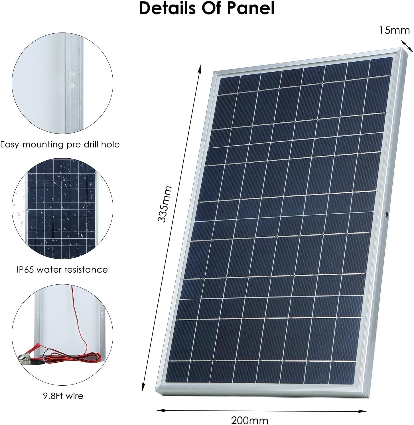Solar Panel, 30W Portable Solar Panel Kit Set, Waterproof with Alligator Cli…