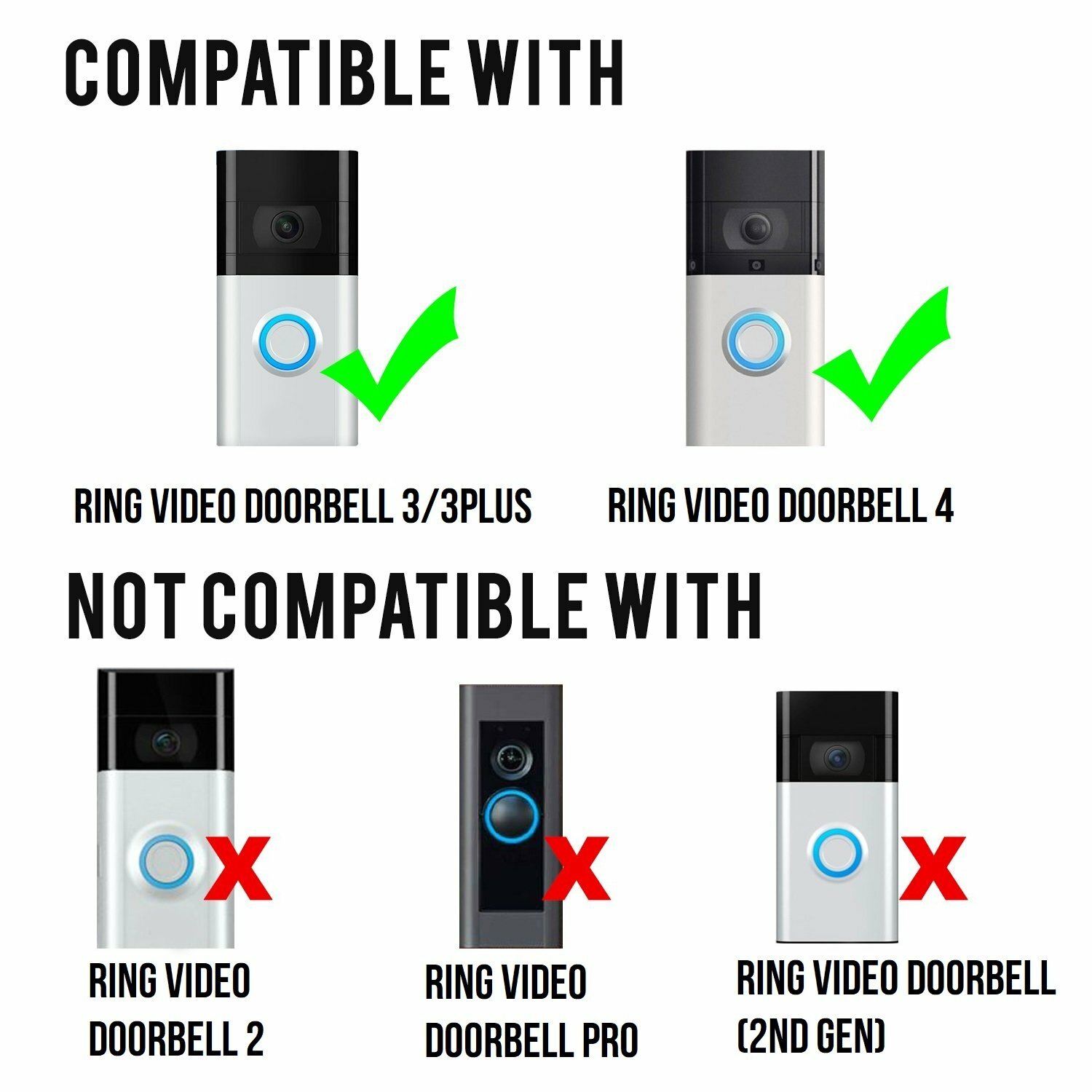 Solar Charger Mount for Ring Video Doorbell 3, 3 Plus, 4, Battery Plus and Pro