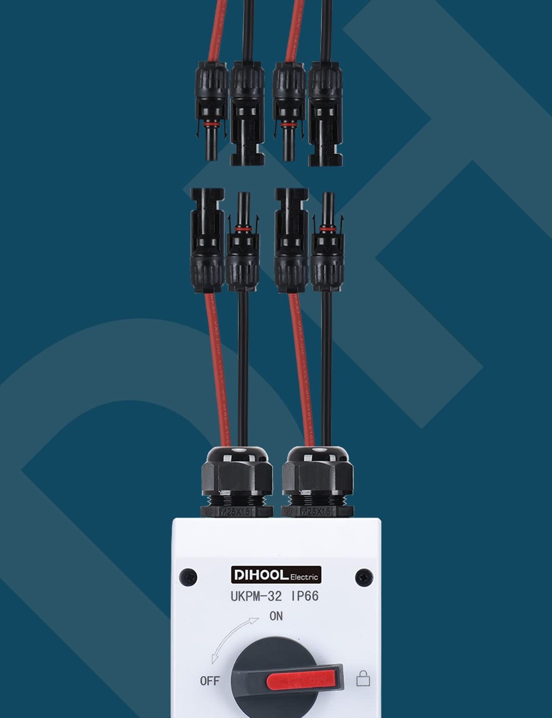 Solar Disconnect Switch,32 Amp DC600V,2 String 2 in 2 Out Isolator,IP66 Water…