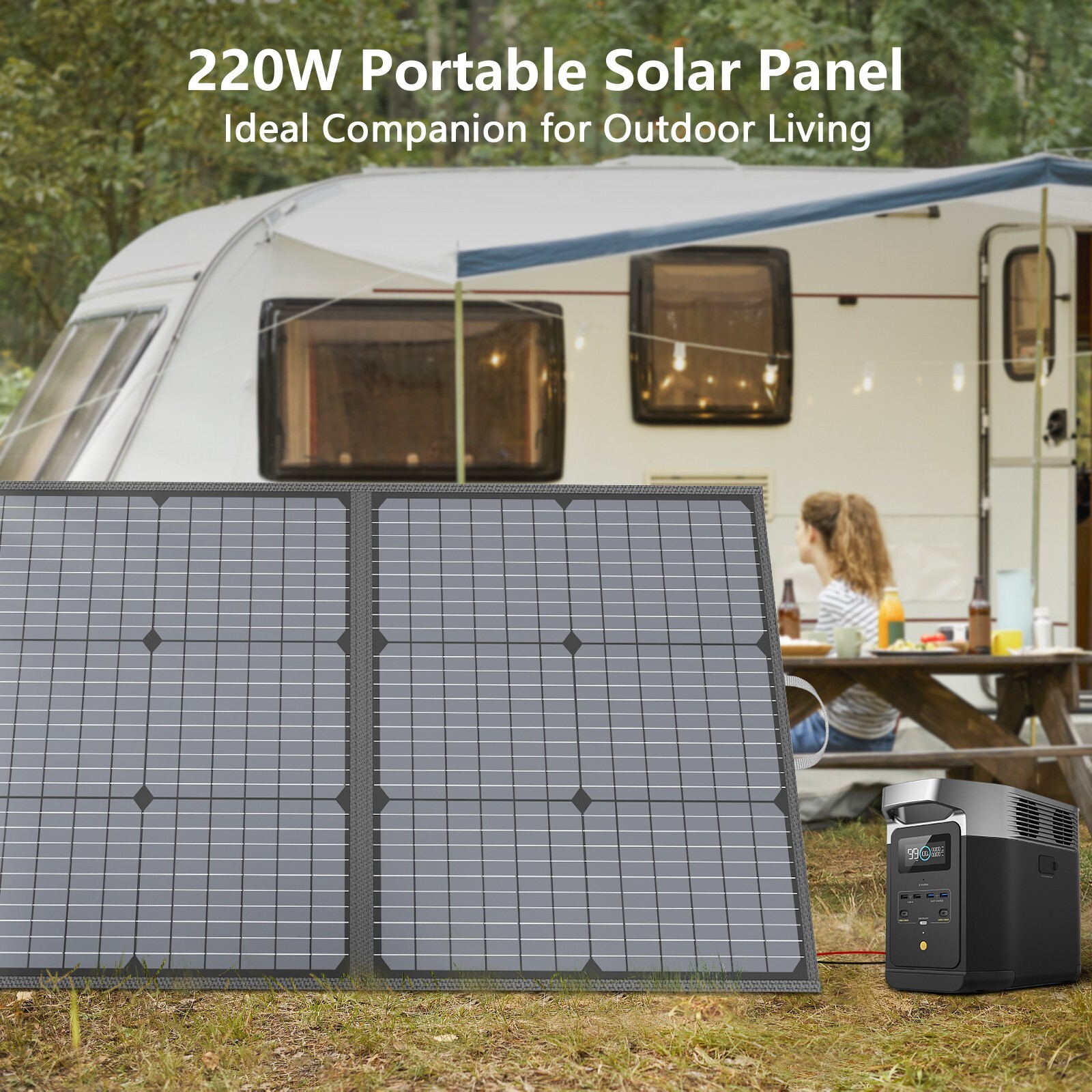 MHPOWOS 110W Foldable Off Grid Solar Panel with Kickstand For Camping RV Outdoor