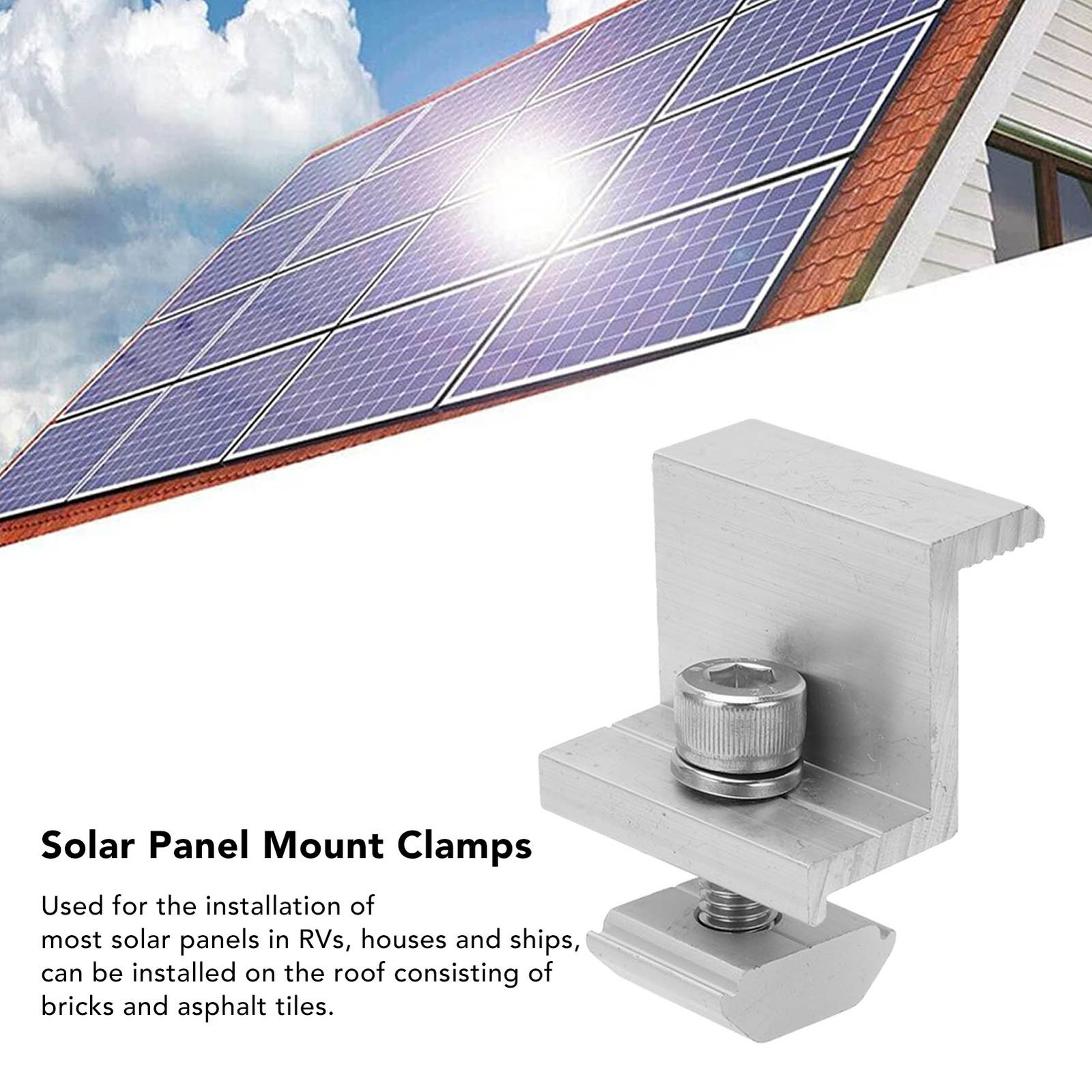 45mm/1.8in 10x Solar Mount Z Bracket Pressing Block PV Panel Rail End Grounding