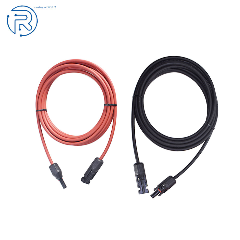 1 Pair 10 Feet Black And Red Solar Panel Extension Cable Wire Connector 12 AWG