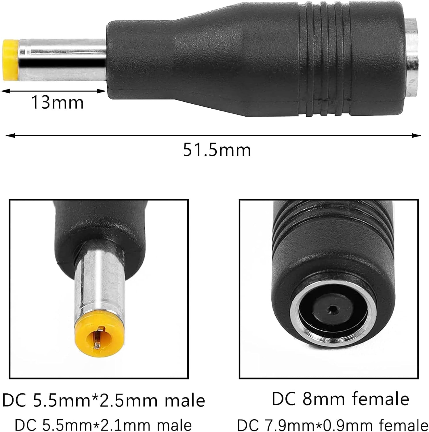 Solar Panel Adapter, DC7909 Female to DC5525 Male Connector, 8Mm to 5.5Mm, for S
