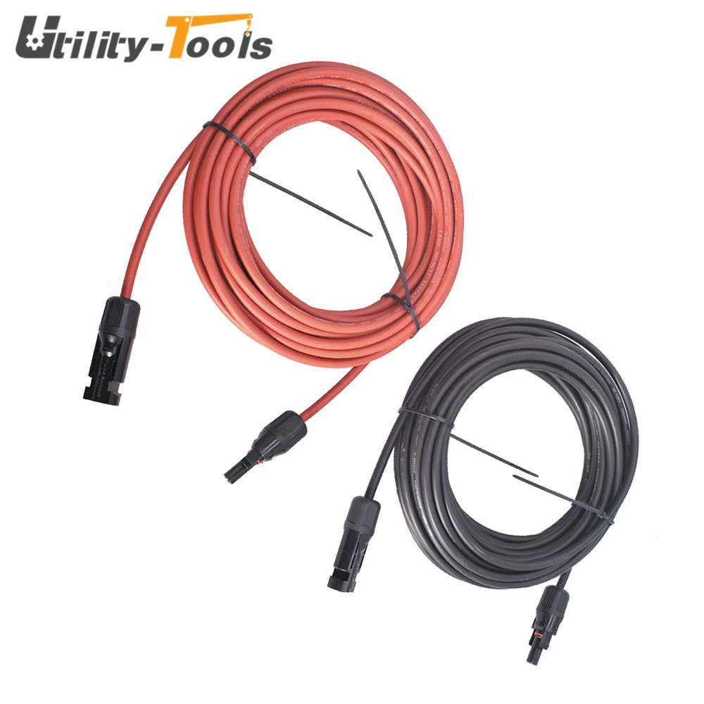 12/10 AWG 1 Pair Black + Red Solar Panel Extension Cable Wire Connector