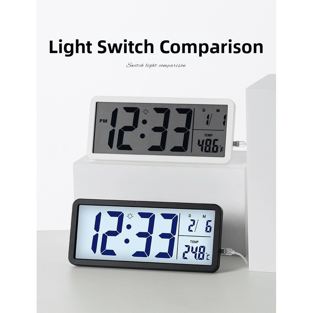 Indoor Climate Digital Wall Clock LCD Nordic Style Temperature Humidity Display