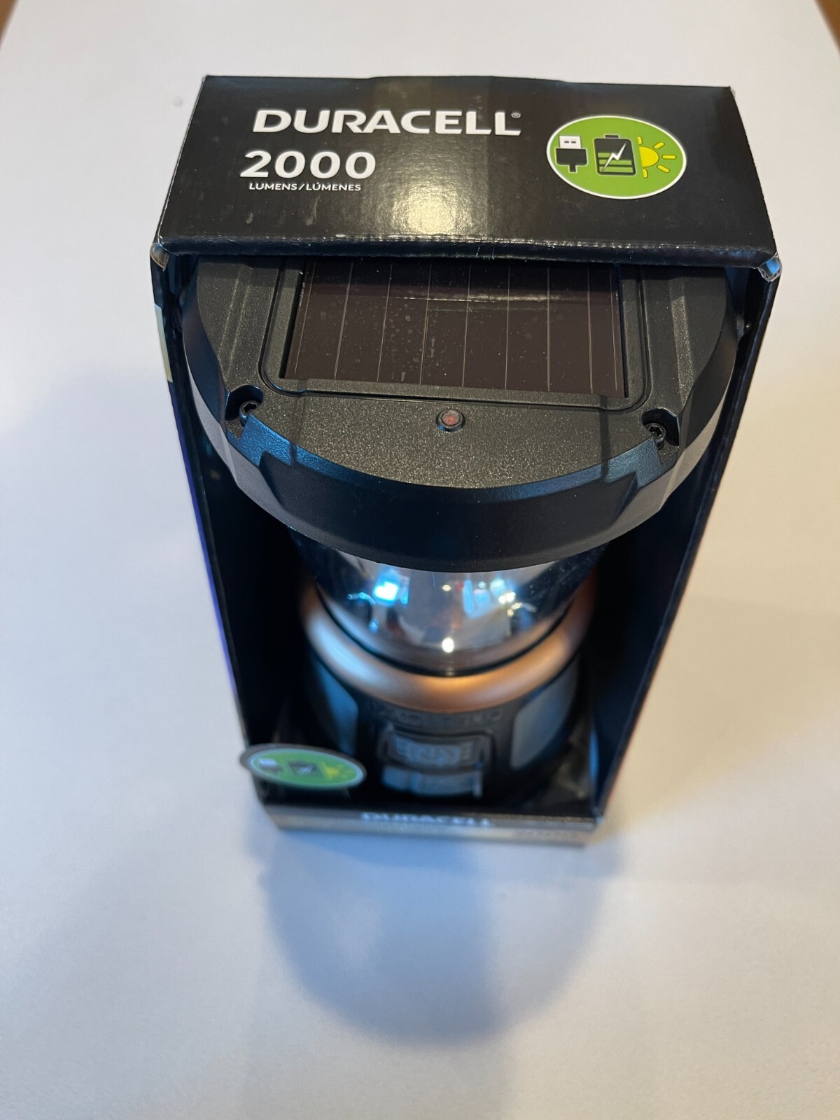 BRAND NEW Duracell 2000 Lumens Rechargable Lantern Solar Power Built-In Battery
