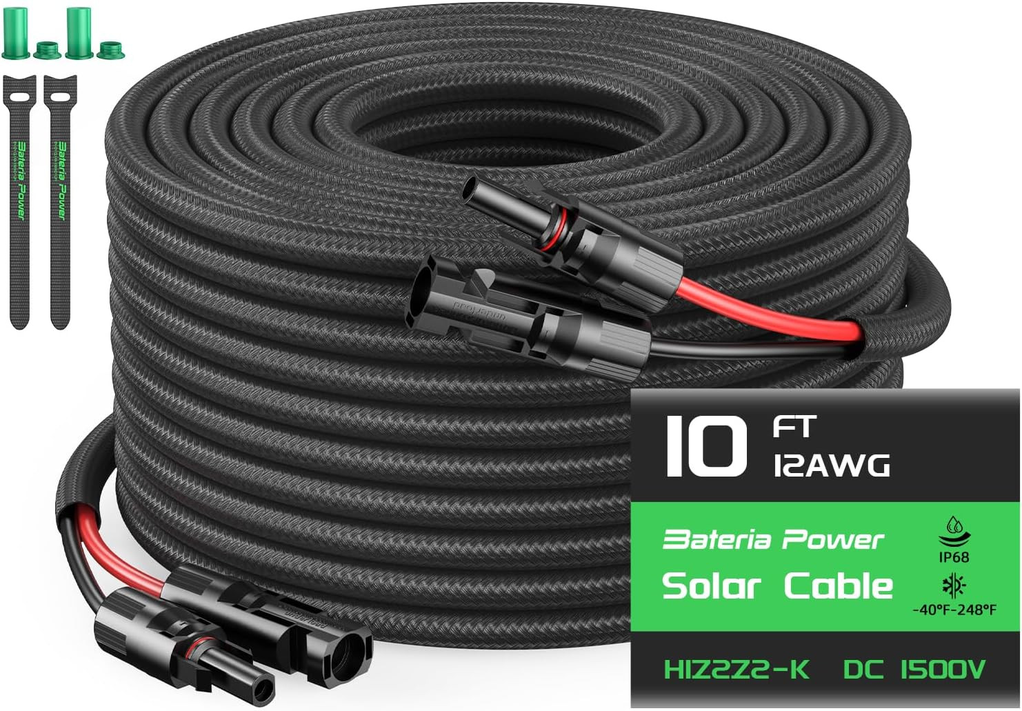 Cable de extensión solar de 9 m – Conector para panel solar de 10 AWG (6 mm²), c