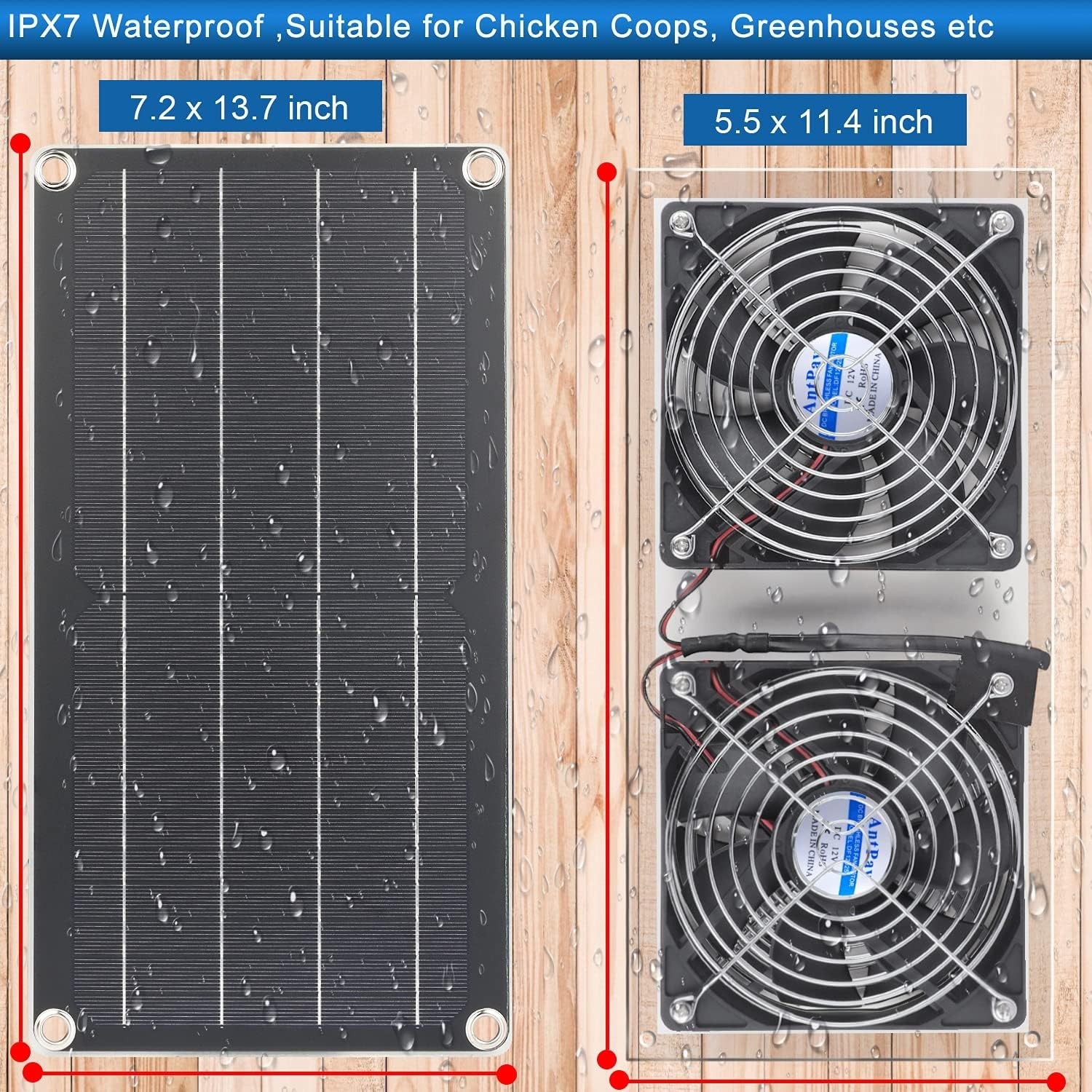 10W Solar Powered Weatherproof Fan Kit with Button Control and 11ft Mounting