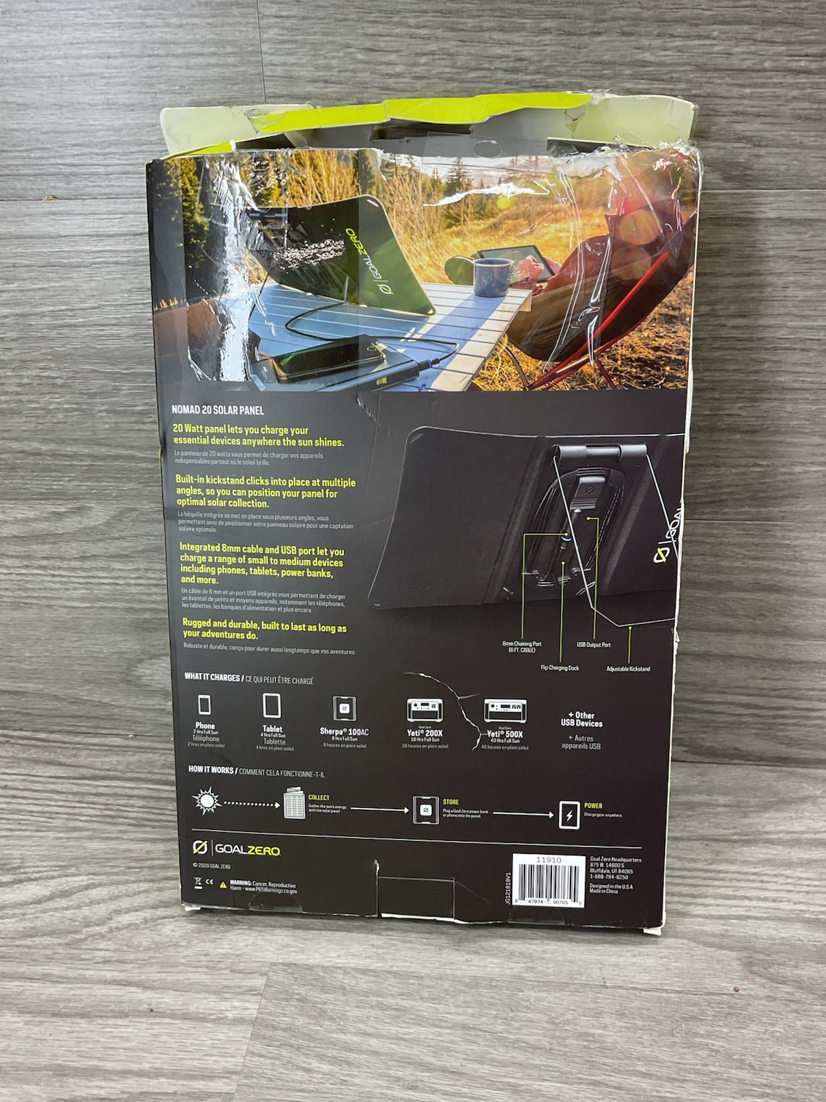 GOAL ZERO NOMAD 20 20W FOLDABLE SOLAR PANEL CHARGER 11910