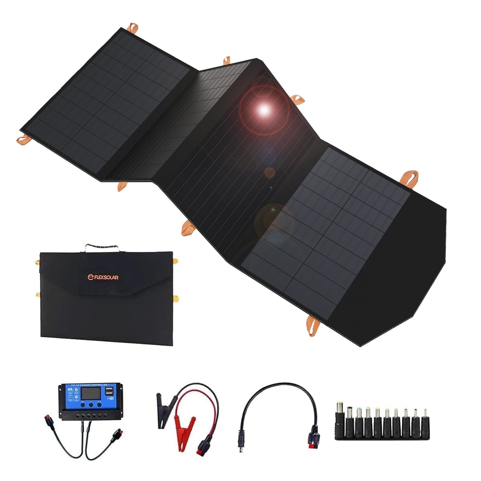 FlexSolar 120W Portable Solar Panel for 300/500/1000/1500W Power Station | IP…