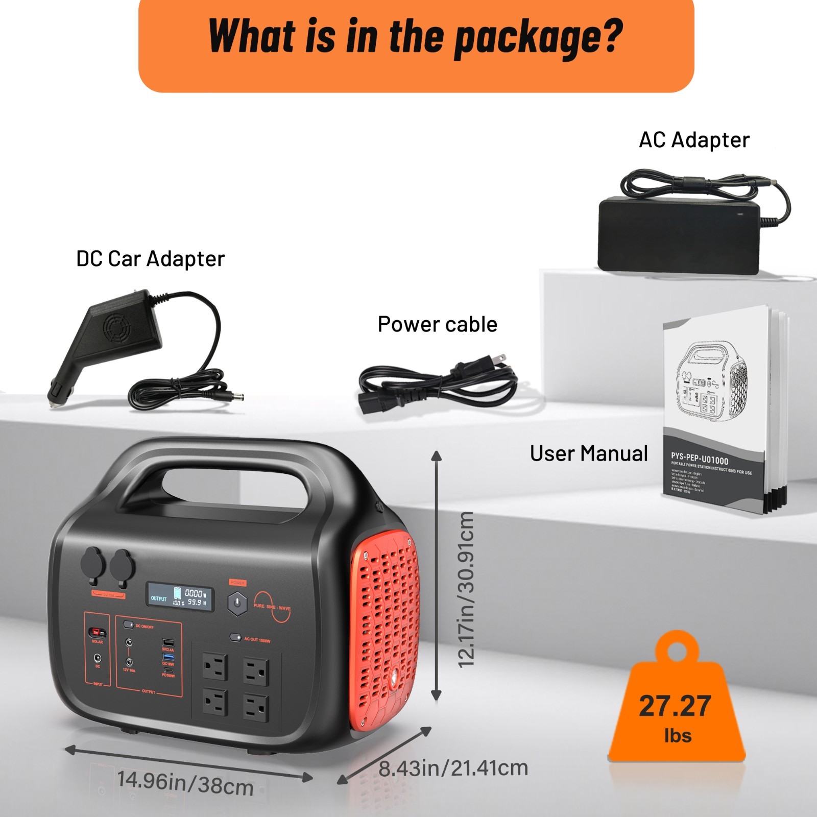 1800W 1024Wh Portable Power Station Solar Generator 3 Charging Modes LiFePO4