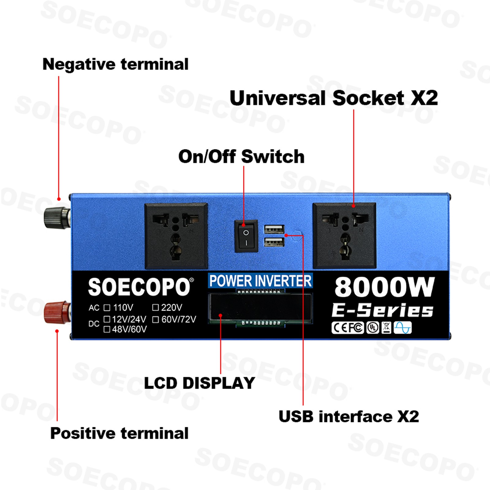 8000W Solar Power Kit Inverter, 2pcs 200W Solar Panels & 100A Controller