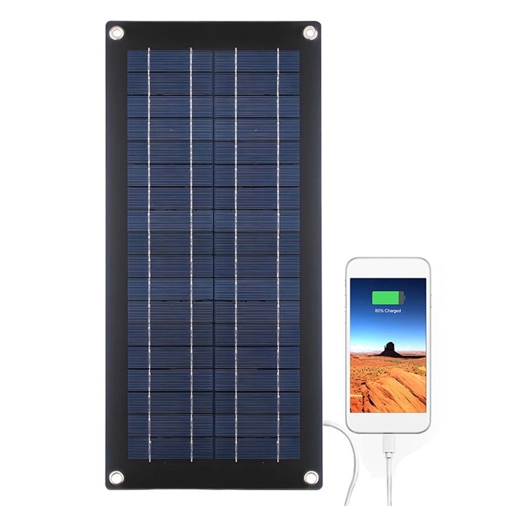 60W 18V Solar Panel Charger for Car RV Van Boat with Dual 5V USB Outputs