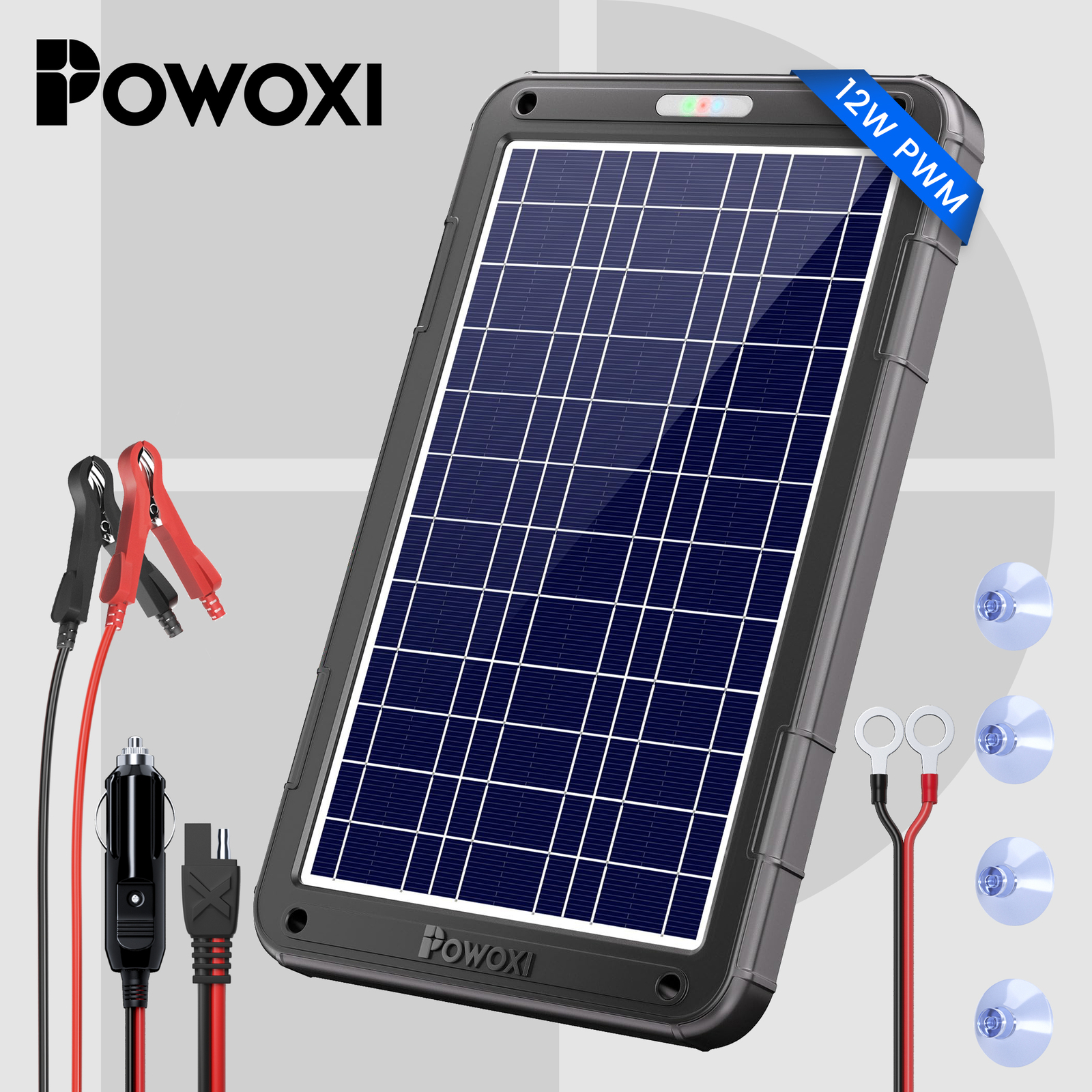 12V 12W Solar Car Battery Trickle Charger Maintainer with Smart PWM Controller