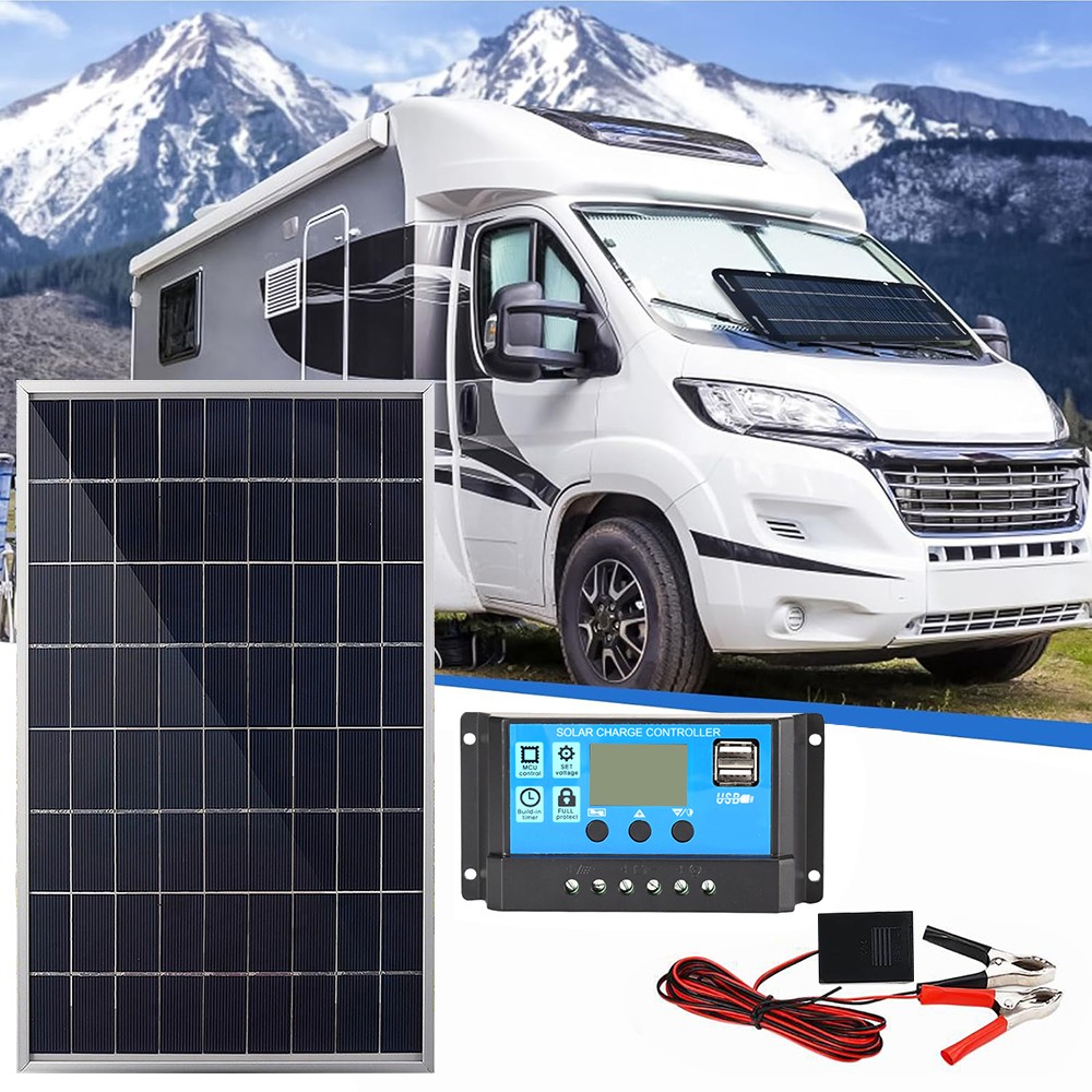 12v 20W 100A Solar Panel Charging Off-Grid RV Camping Home Boat with Controller