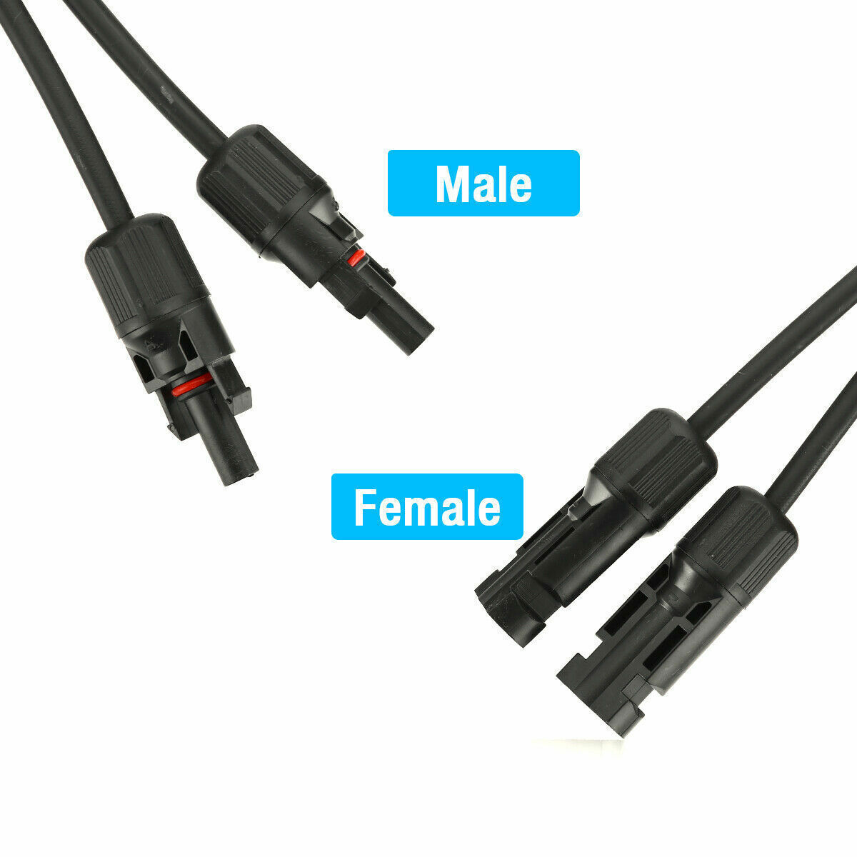 2Pack 30A Solar Panel Y Branch Cable Wire Adapter Connector Extension Waterproof