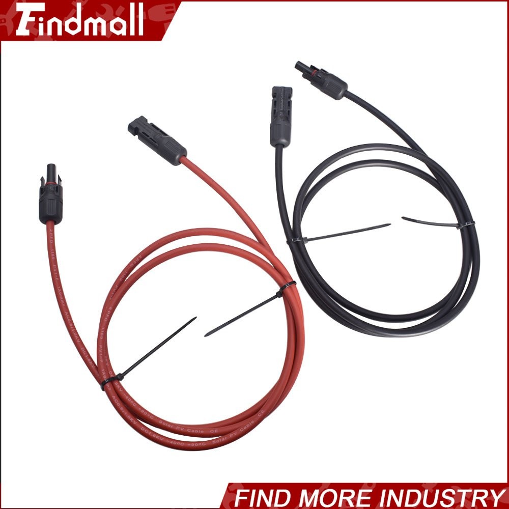 Findmall 1Pair 10ft Black + Red 12AWG Solar Panel Extension Cable Wire Connector