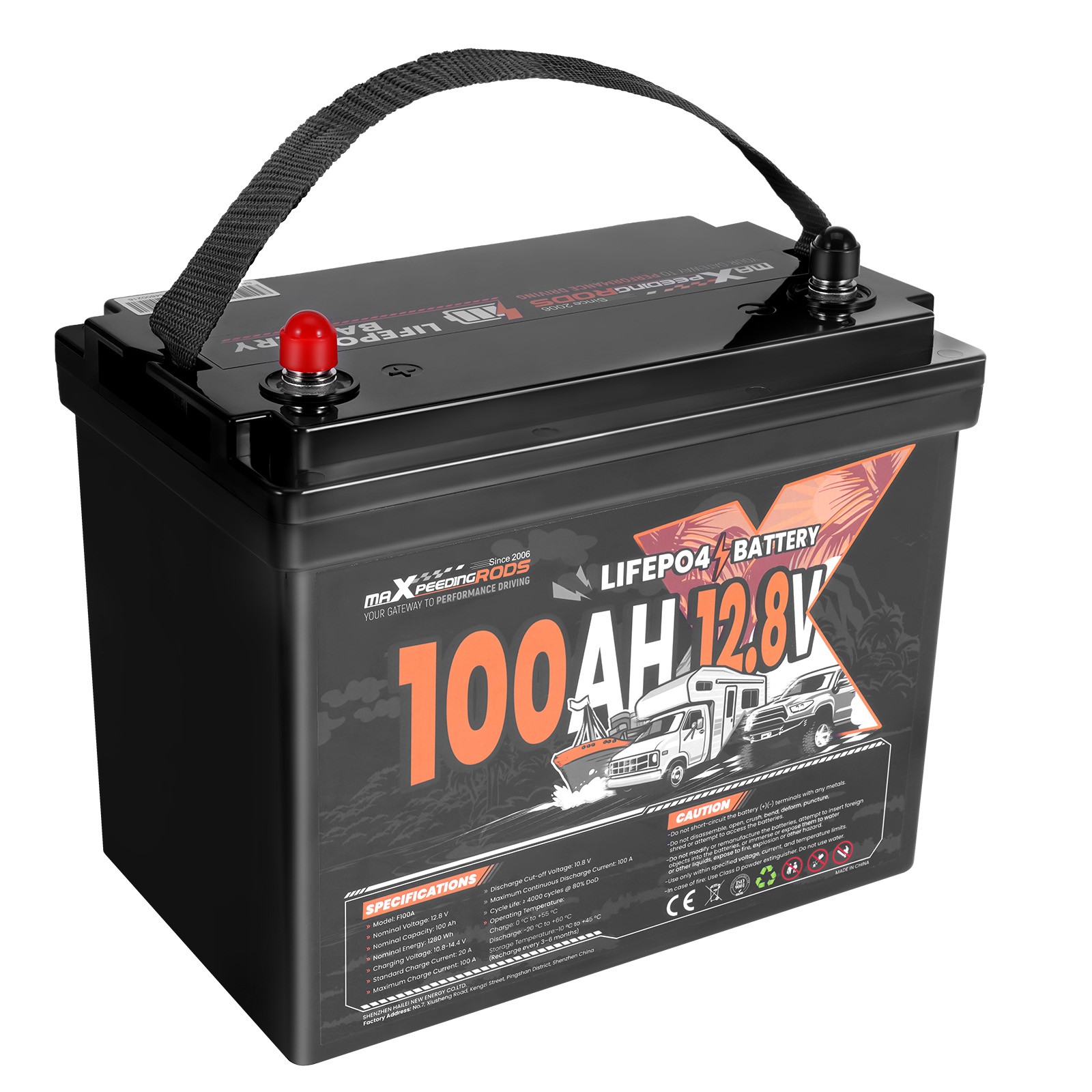 12V 100Ah Deep Cycle LiFePO4 Battery for Overland Off Grid, Low Temp Cutoff