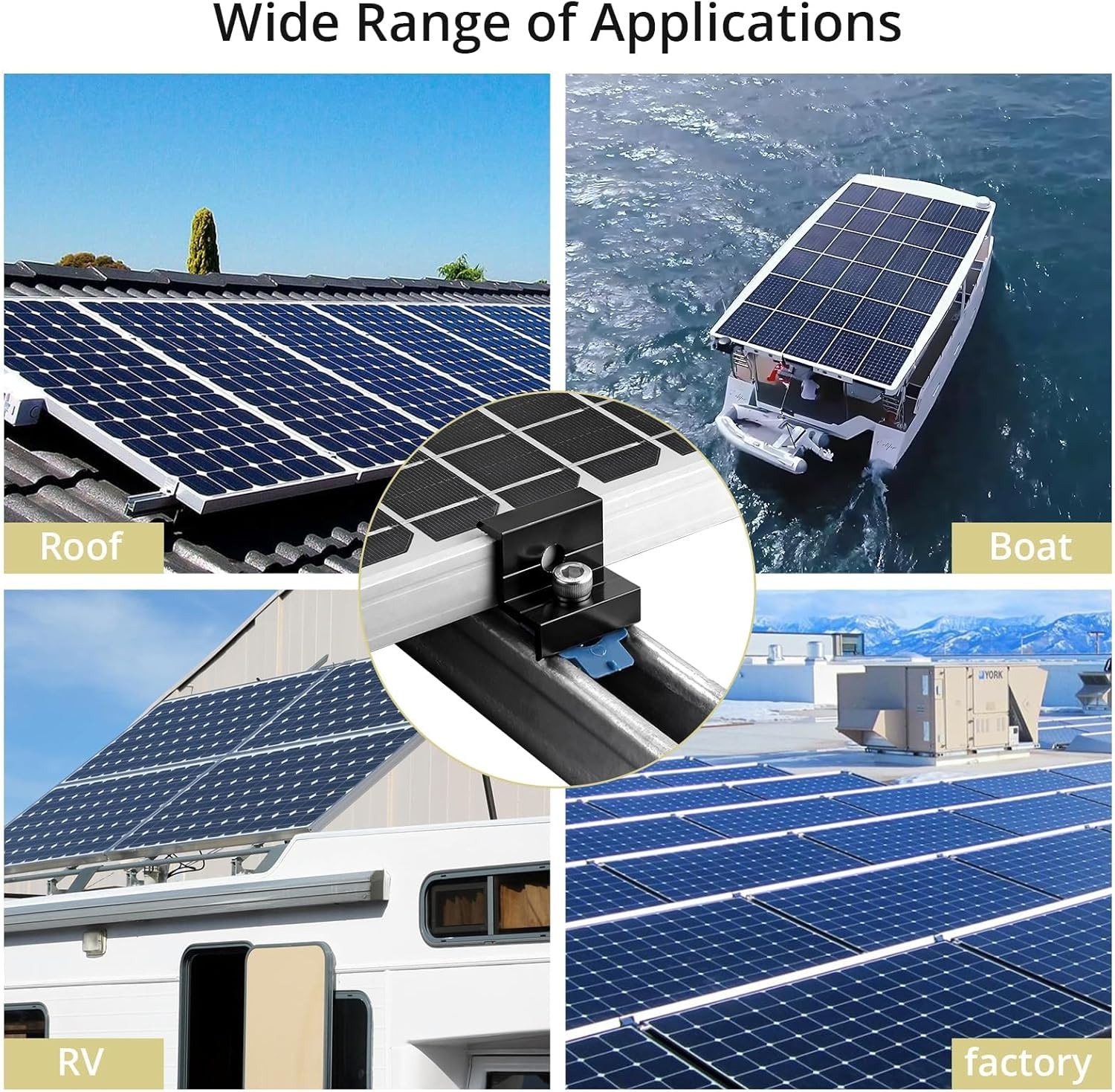 10Pcs Solar Panel End Clamp for Standard Unistrut Aluminum 30Mm/35Mm Solar Pane