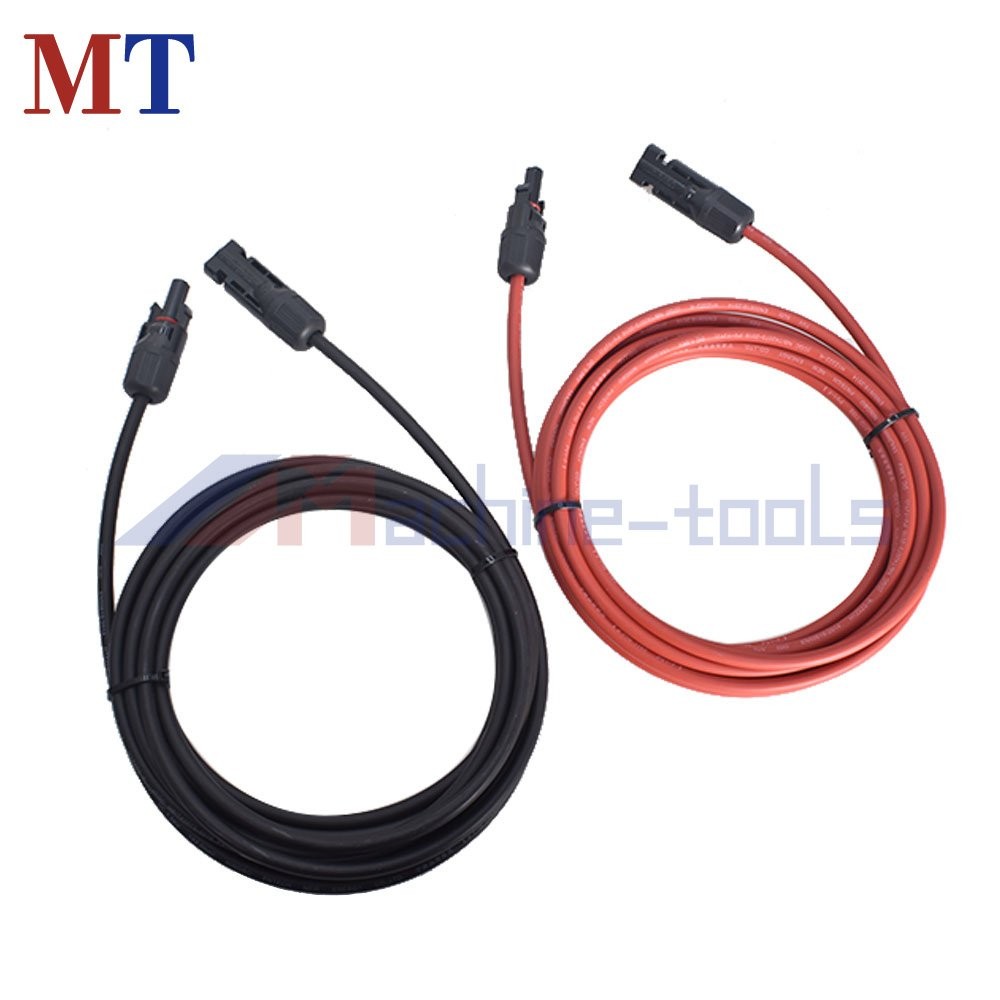 1 Pair 10 FT Black + Red 12 AWG Solar Panel Extension Cable Wire Connector