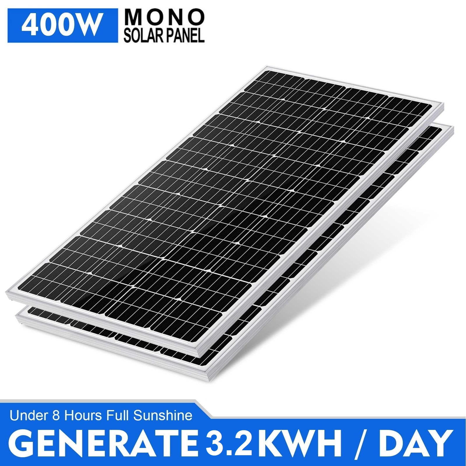 2 x 200 Watts 12 Volt Monocrystalline Solar Panel 400W Solar Module RV Marine