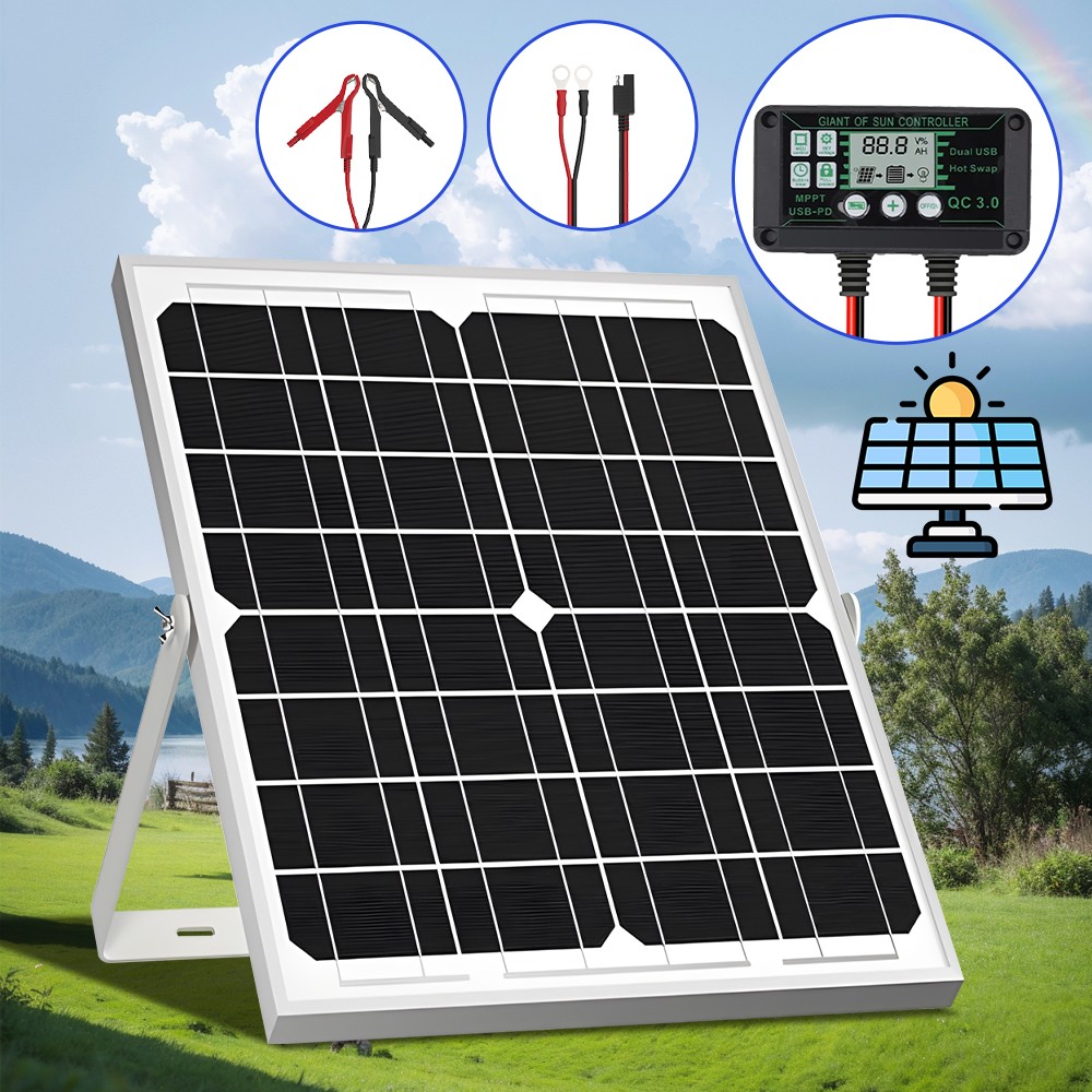 40W Solar Panel 12V Trickle Charger Battery Charger Kit Maintainer Boat Car RV