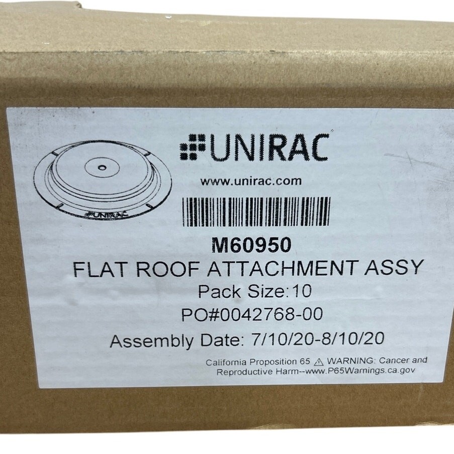 New In Box 10-Pack Unirac White Flat Roof Attachment Assemblies M60950 Solar