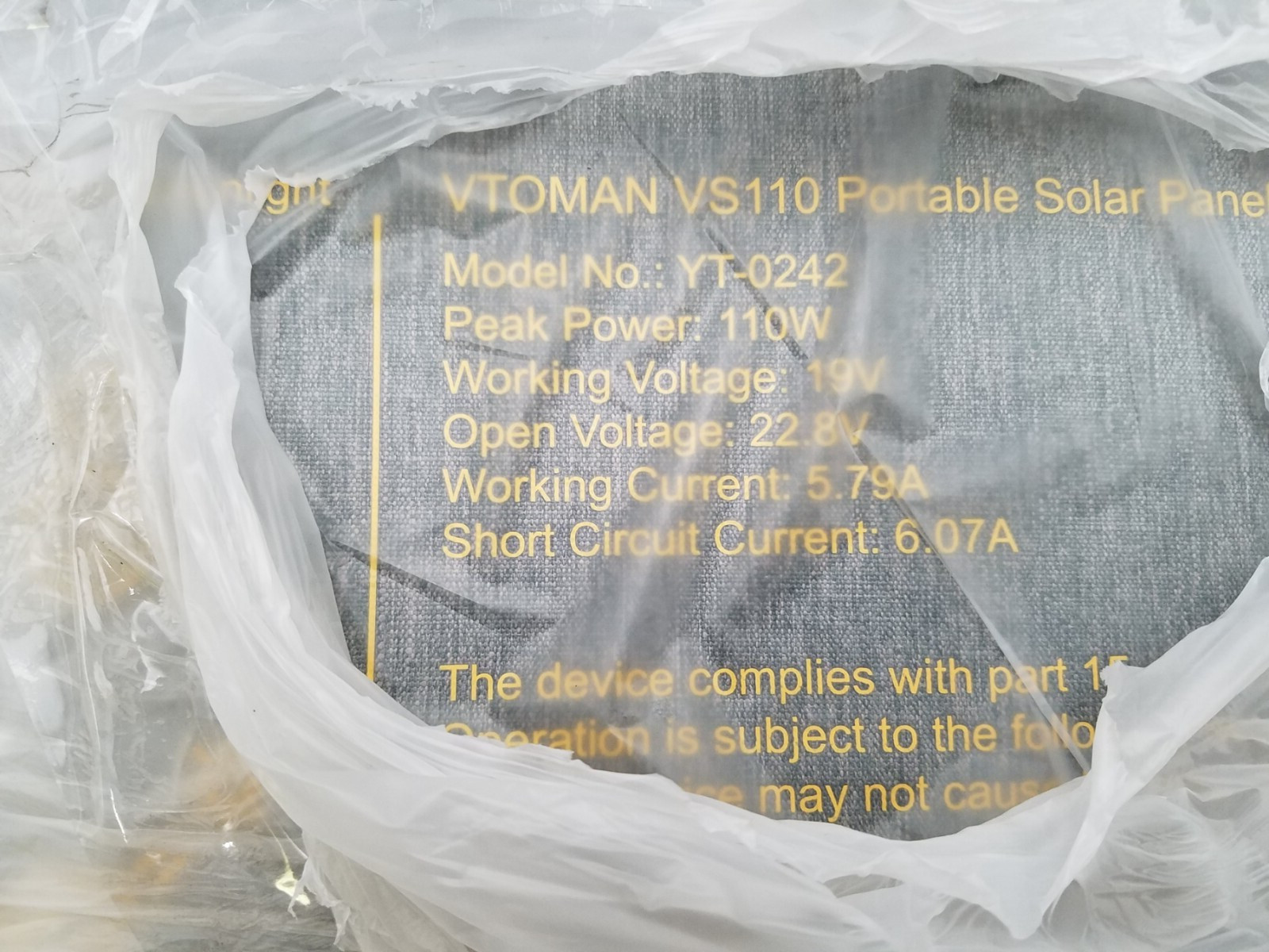 VTOMAN VS110 Portable Solar Panel 110W 19V 23% Efficiency Foldable Solar Panel
