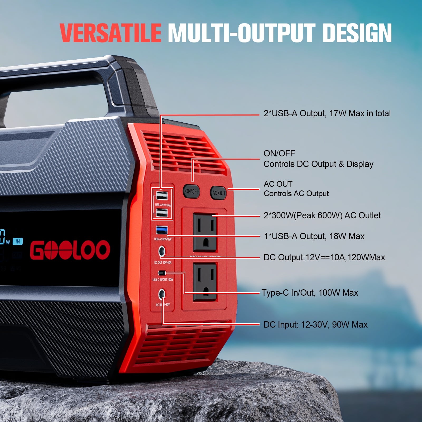 GOOLOO Discovery 300 PRO Power Station 230Wh Solar Generator with 300W AC Output