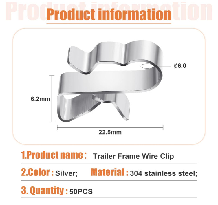50 Clips Acero Inoxidable para Cable Solar Remolque Barco y Panel PV