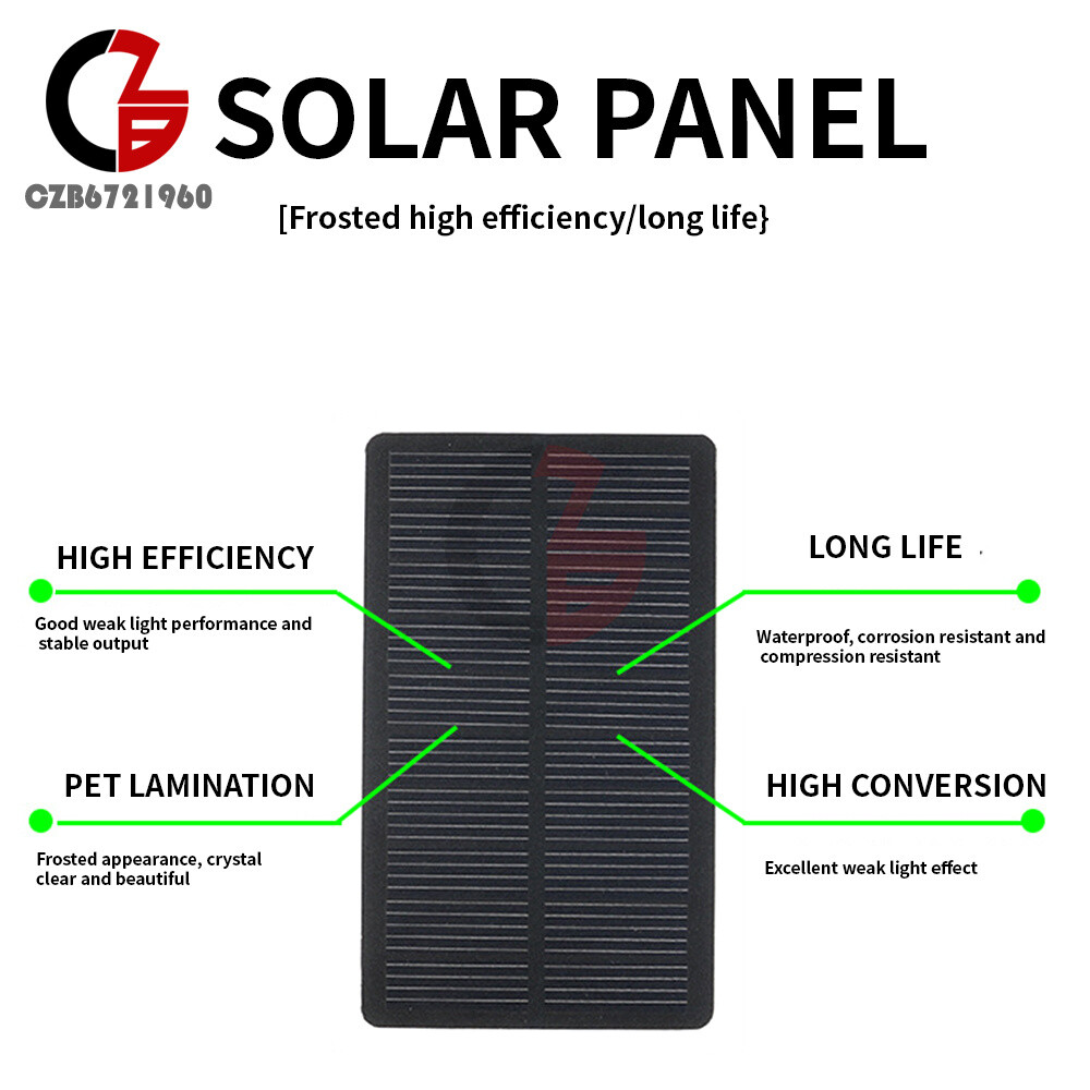 1W 5V 200mA Single Crystal PET Laminated Solar Panel Power Generation