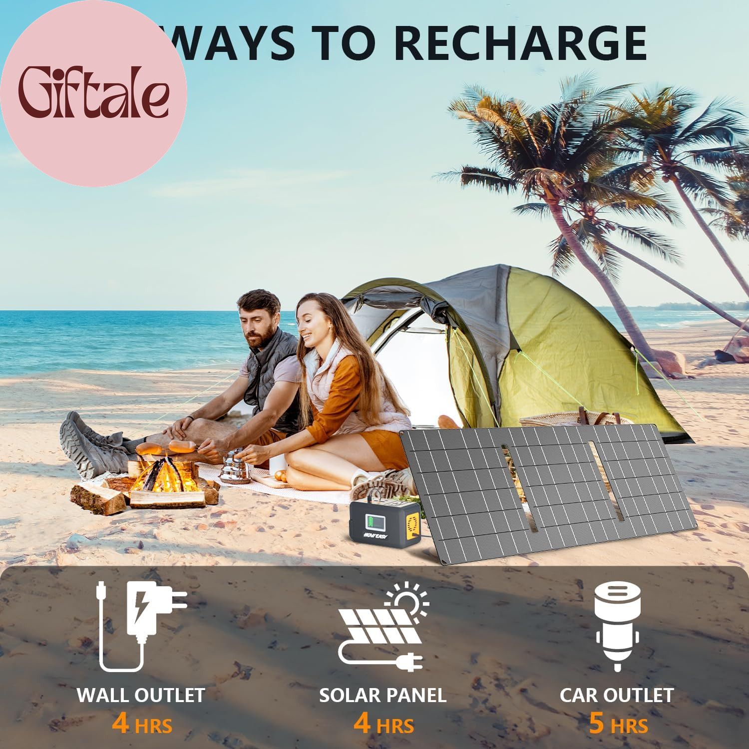 Portable Power Station,120W(240W Peak) Solar Generator,88Wh Lithium Battery Powe
