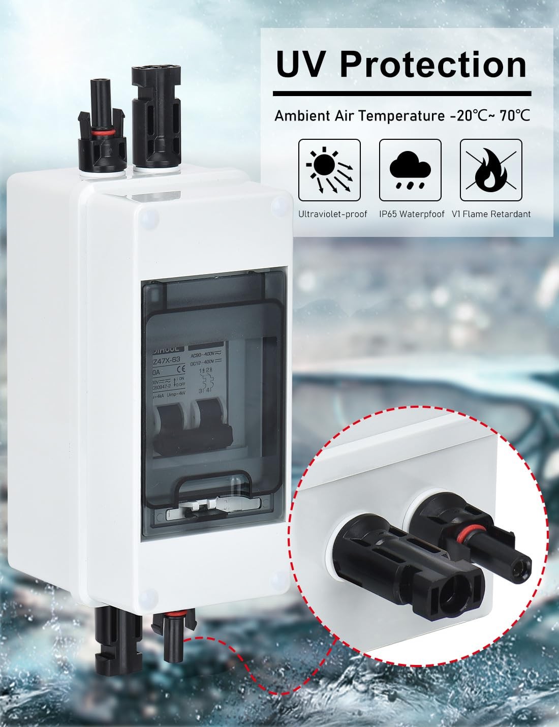 DIHOOL 30 Amp Solar Disconnect Switch, Miniature Circuit Breaker with din rail e