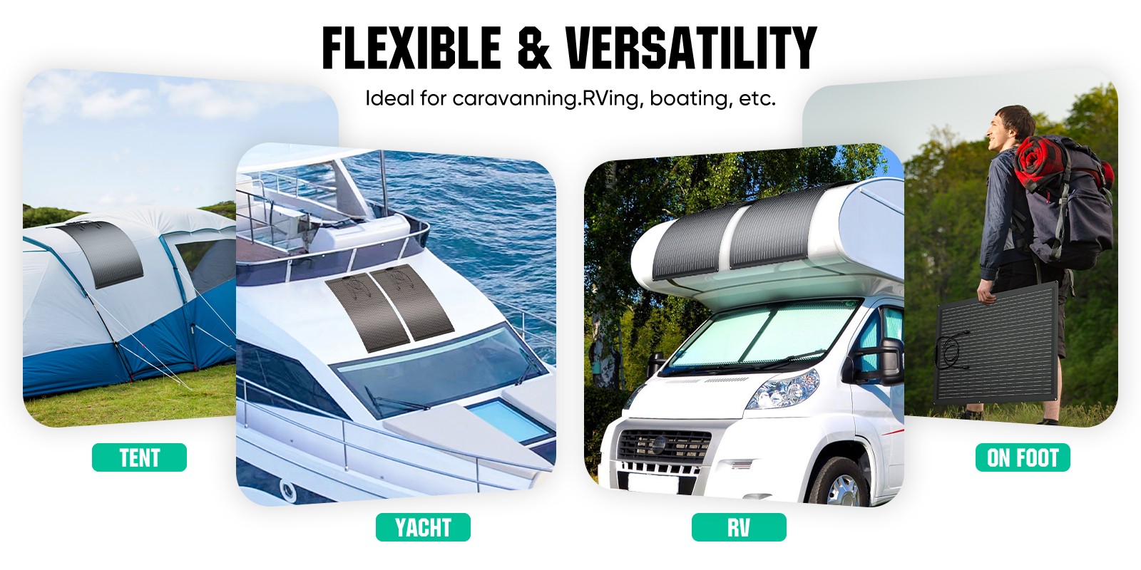 600W Flexible Solar Panel Mono 12V Portable Power Camping Home RV Battery Charge