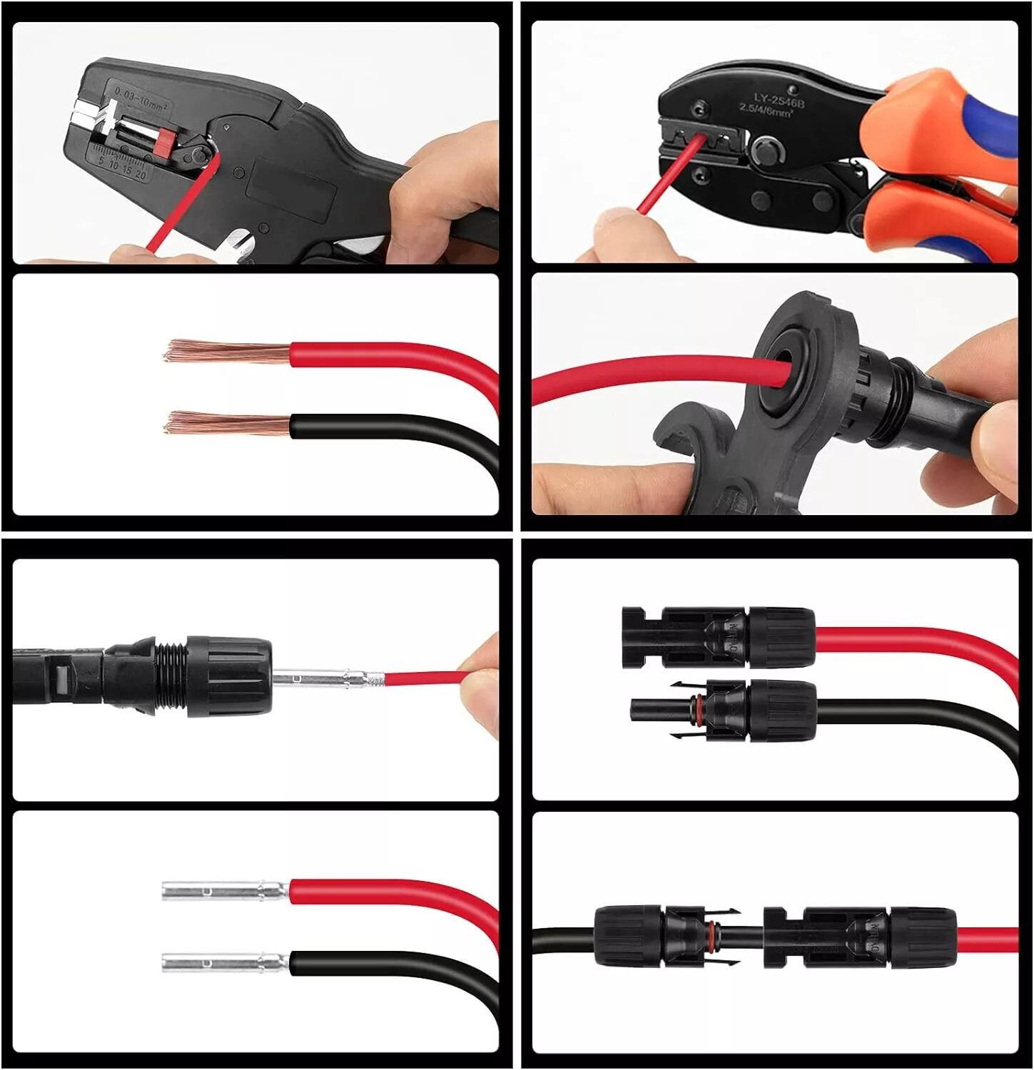 27PCS Solar Panel Cable Wire Connectors Crimper PV Crimping Pliers Tools Set Kit