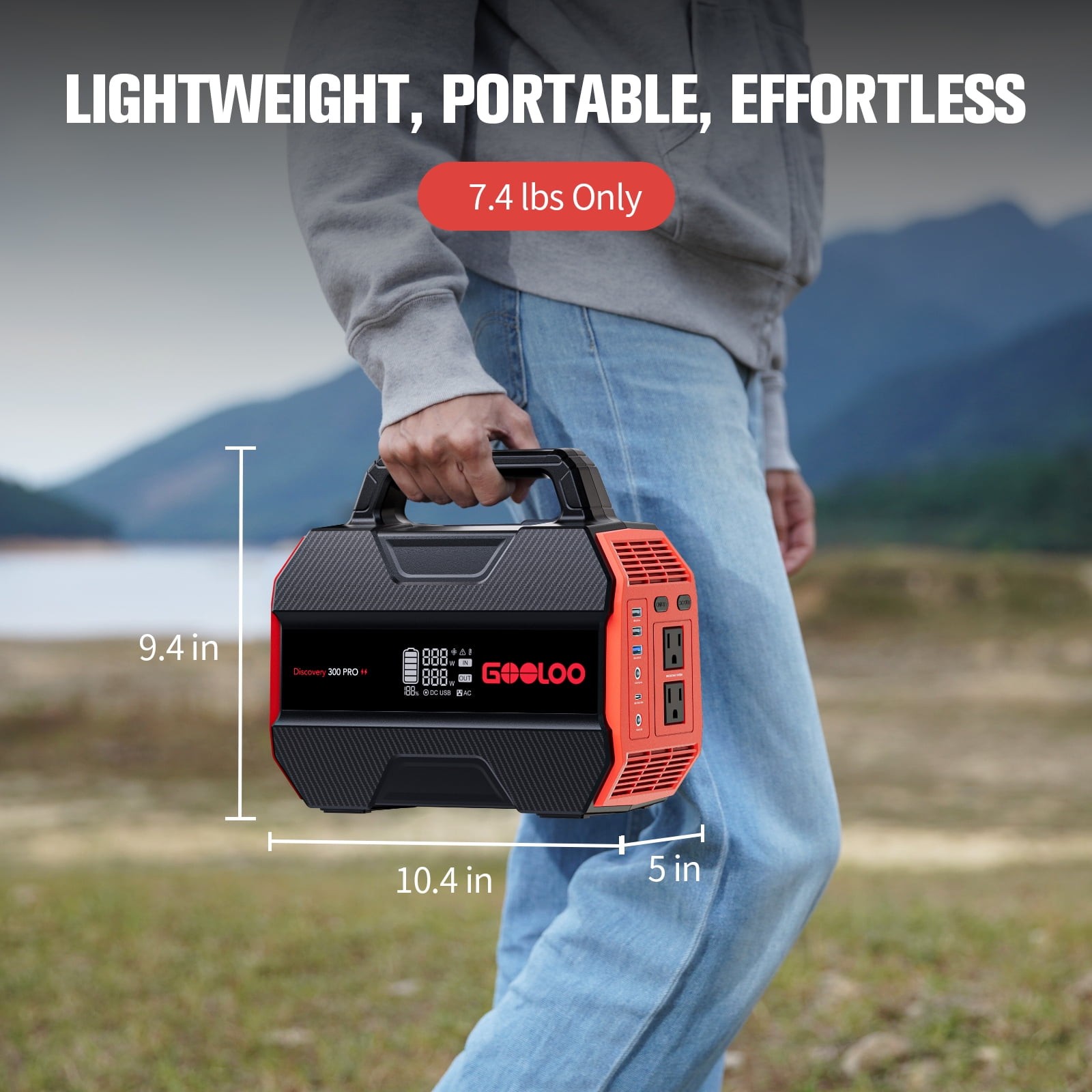 GOOLOO Discovery 300 PRO Power Station 230Wh Solar Generator with 300W AC Output