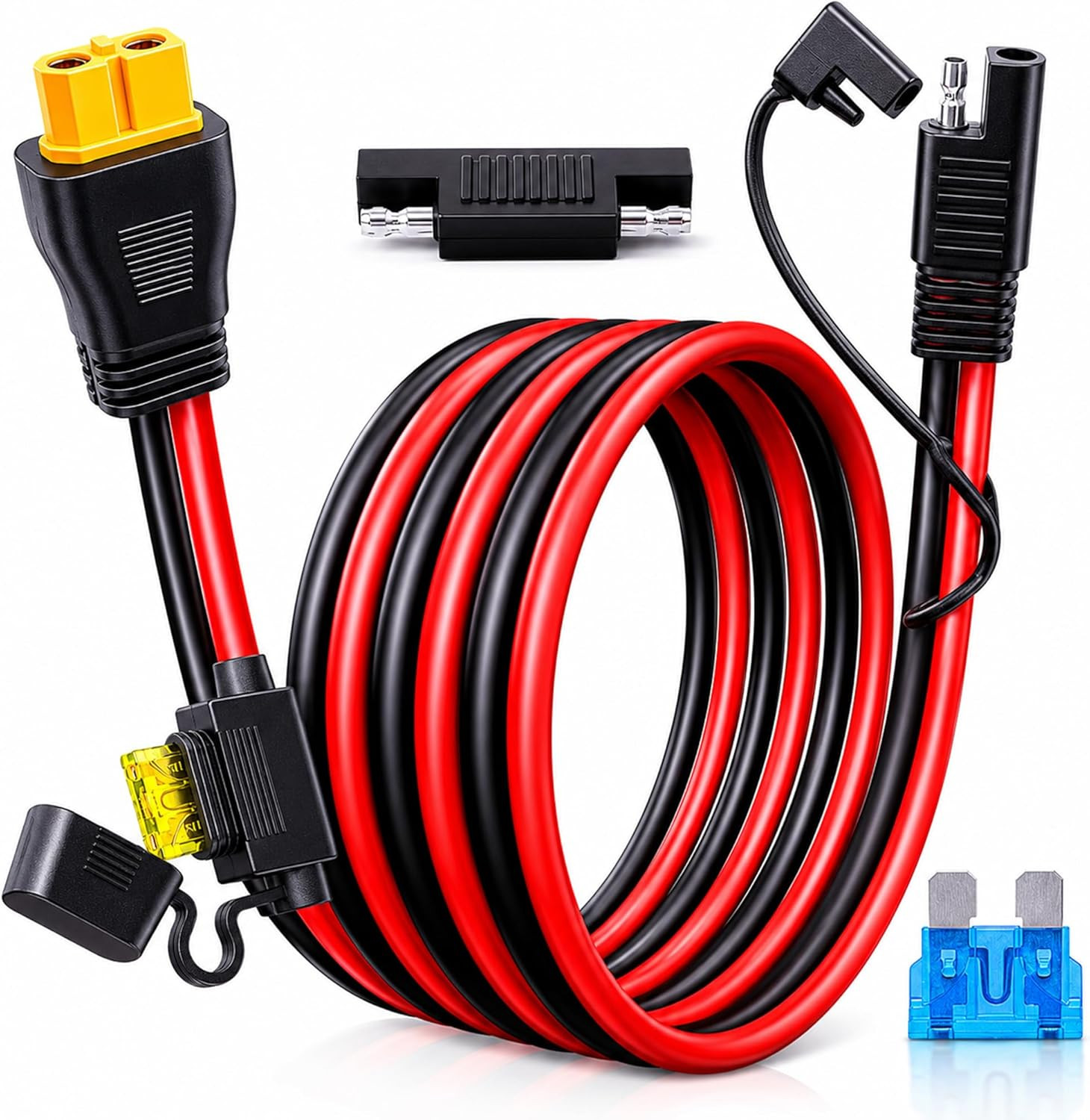 XT60 to SAE Connector, 10AWG XT60 Connector Extension Cable with Inline Fuse