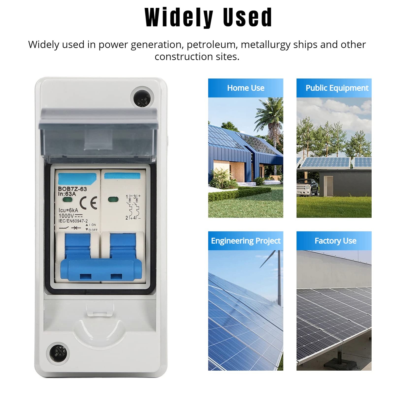 63A 1000V DC Disconnect Switch,PV DC Miniature Circuit Breaker IP65 Distribution