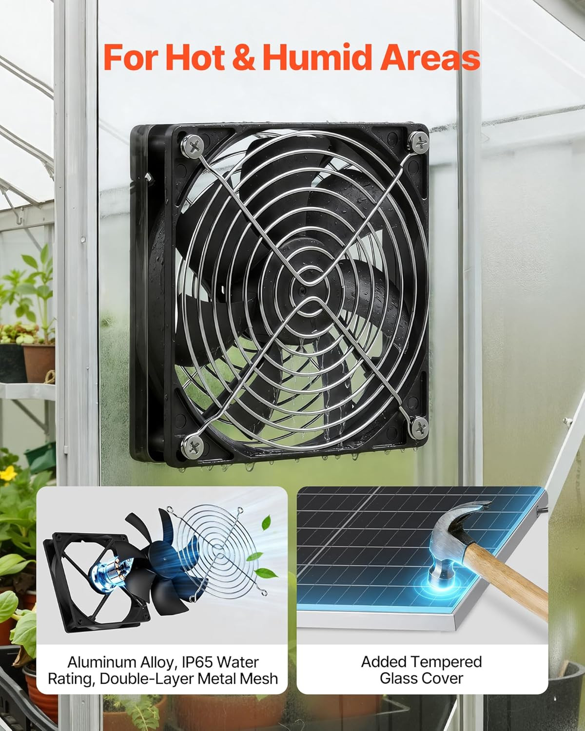 Solar Powered Exhaust Fan Kit 30W Dual Ventilation Chicken Coop Greenhouse Shed